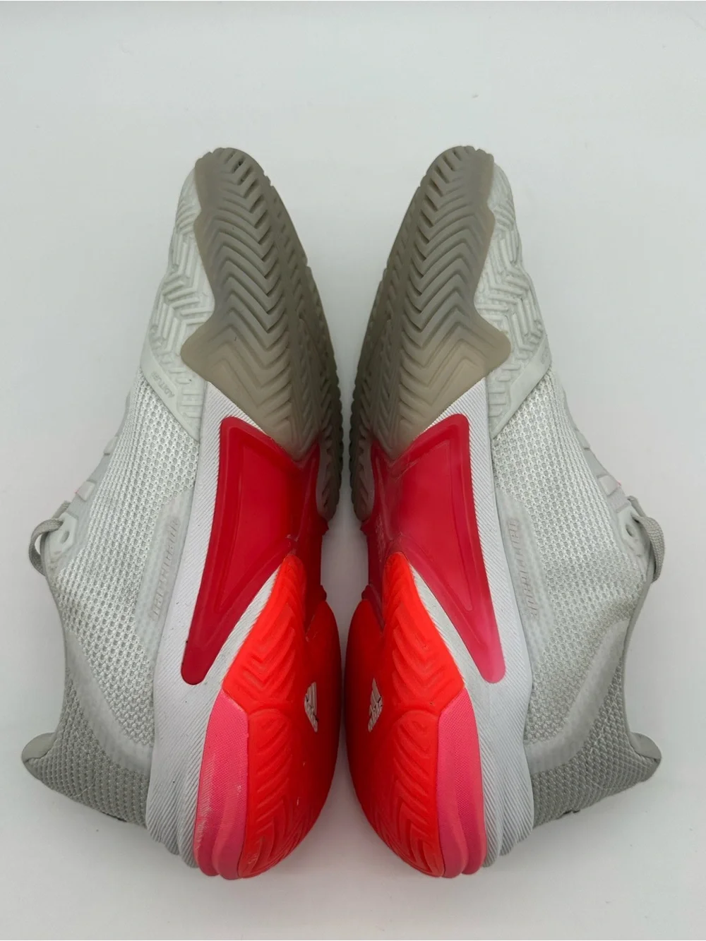 adidas Barricade Light Gray and Coral Court Shoes - Picture 6 of 10
